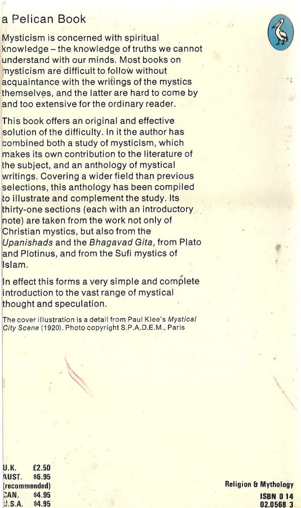 Mysticism A Study and an Anthology Supply