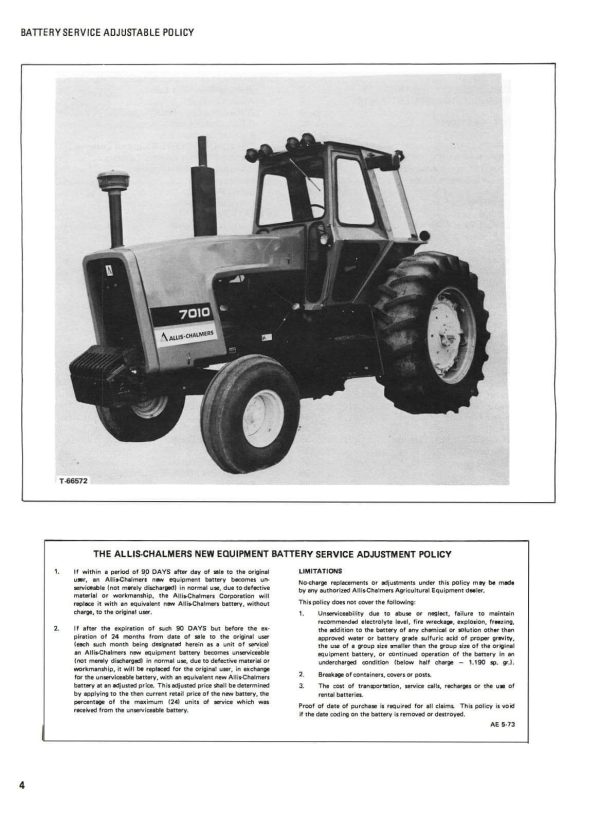 Allis-Chalmers 7010 Diesel Tractor - Operator s Manual Fashion