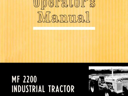 Massey Ferguson MF 2200 Industrial Tractor Operator s Manual For Sale