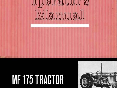 Massey Ferguson MF 175 Tractor - Operator s Manual Sale