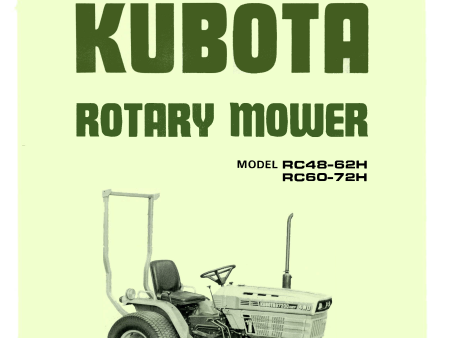 Kubota Rotary Mower Model RC48-62H and RC60-72H Operator s Manual Online Sale