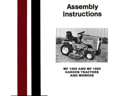 Massey Ferguson MF 1450 and MF 1650 Garden Tractors and Mowers - Operator s Manual on Sale