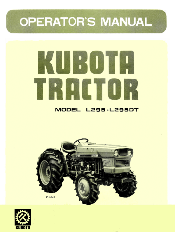 Kubota Tractor Model L295, L295DT Operator s Manual Online Sale