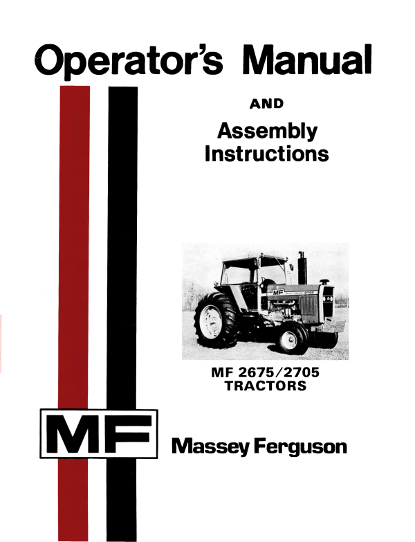 Massey Ferguson MF 2675   2705 Tractors Operator s Manual Fashion