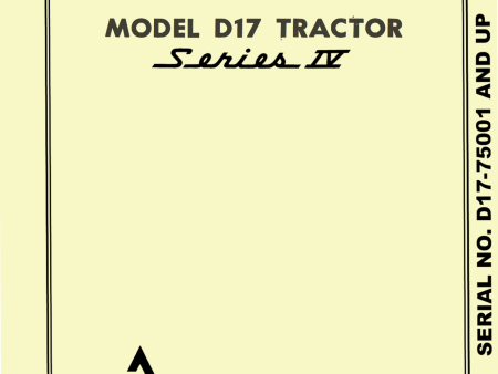 Allis Chalmers Model D17 Tractor Series IV (Series Four) - Parts Catalog Cheap