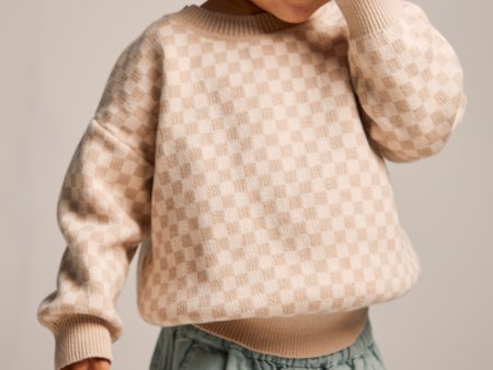 Check Knit Taupe Hot on Sale