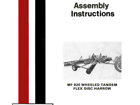 Massey Ferguson MF 820 Wheeled Tandem Flex Disc Harrow - Operator s Manual and Assembly Instructions For Sale