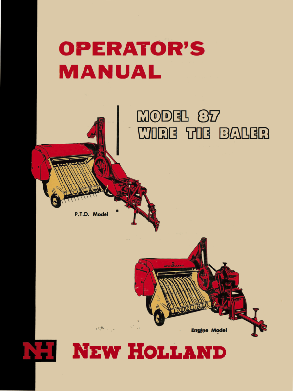 New Holland 87 Wire Tie Baler - Operator s Manual Cheap