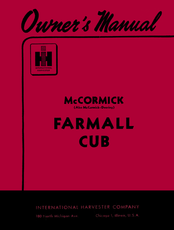 McCormick Farmall and International Cub Tractors - Owner s Manual Cheap