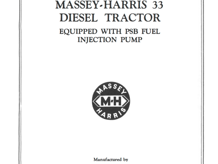 Massey-Harris 33 Diesel Tractors - Instructions for Care and Operation Sale