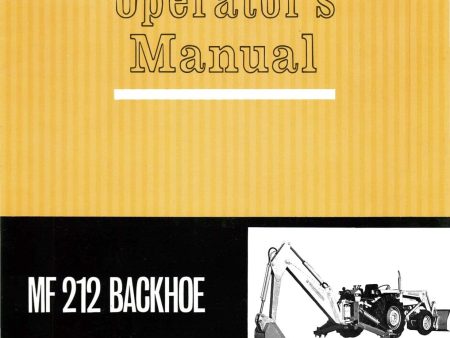 Massey Ferguson Industrial MF 212 Backhoe - Operator s Manual Cheap